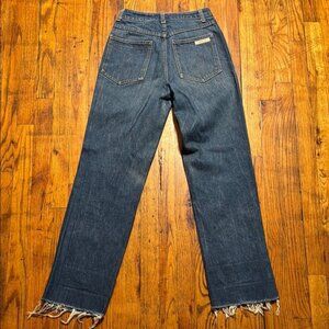 CALVIN KLEIN VTG Women's Blue Jeans High Rise‎ Straight Leg Frayed Hem Size 30